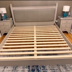Magnificent Extremely Solid Grey Fabric Wooden 6Ft SuperKing Bed Frame - Can Organise Delivery