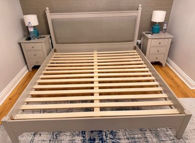 Magnificent Extremely Solid Grey Fabric Wooden 6Ft SuperKing Bed Frame - Can Organise Delivery