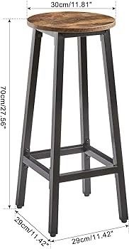 NEW SALE | Set of 2 Bar Stools, Tall Breakfast Bar Stools with Footrest for Kitchen, Industrial Bar Chairs for Party Room