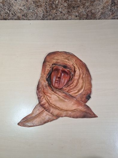 Leather face mask wall art handmade wall hanging