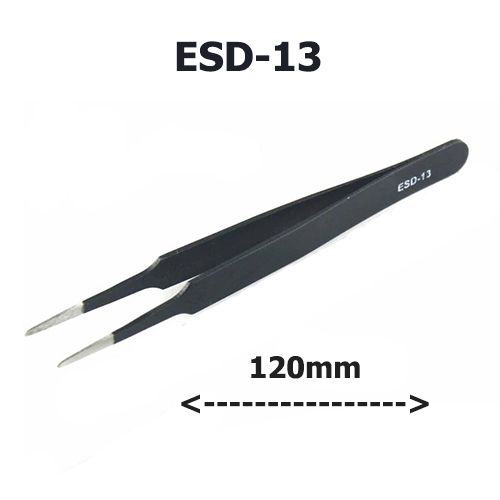 ESD Safe Anti-Static Stainless Steel Tweezers Electronic Repair Precision Tools ESD-13