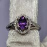 African Amethyst & Moissanite Ring in Rhodium Overlay Sterling Silver Image 7