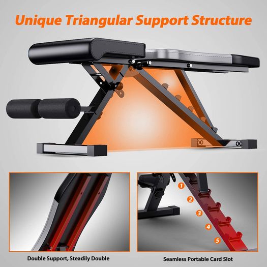 Adjustable Weight Bench Foldable Home Exercise Gym Workout Bench Incline Decline Flat Bench Press for Full Body Workout