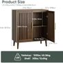 Sideboard Cabinet, Farmhouse Buffet Cabinet with Slatted Doors & Adjustable Shelf, Coffee Bar Storage Cabinet for Kitchen Image 2