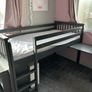 High sleeper , with shelving unit at base and pull out desk , no mattress suits a single mattress Image 3