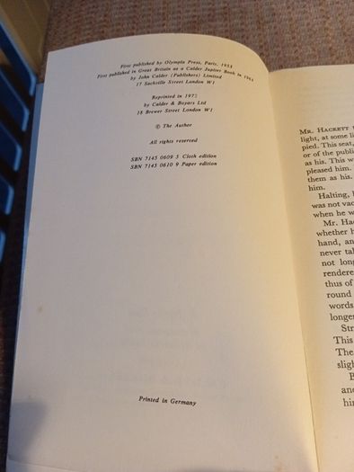 1972 Watt. Samuel Beckett. Fiction. Literature. Vintage.