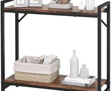 Narrow Console Table, Small Entryway Table with 2 Support Bar, Thin Sofa Tables, Small Couch Table, Side Tables for Living Room, Hallway, Bedroom, Rustic Brown