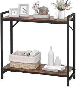 Narrow Console Table, Small Entryway Table with 2 Support Bar, Thin Sofa Tables, Small Couch Table, Side Tables for Living Room, Hallway, Bedroom, Rustic Brown