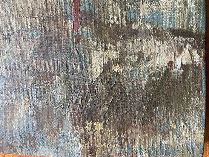 Mid Century Impasto oil on canvas painting