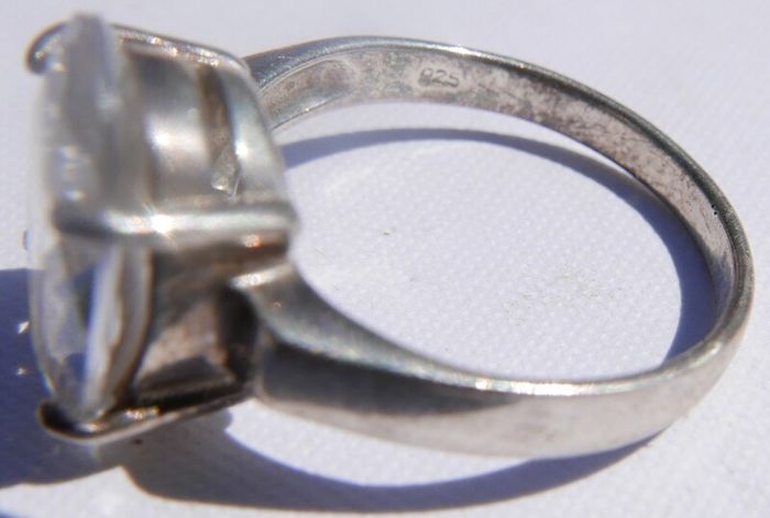 Vintage Sterling Silver 925 White Topaz Ring, Size P - 4,66g