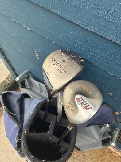 golf clubs and bag