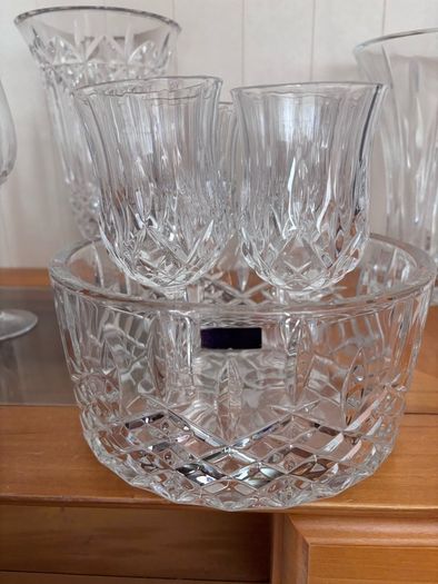Waterford crystal bowl and glasses.