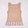Woodland Ireland Beige Crochet Knit Handmade Floral Border Tank Top XS/S Image 5
