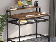 main image for ad _Computer desk for writing, studying, PC laptop desk with shelf and monitor stand, industrial workstation desk for home office