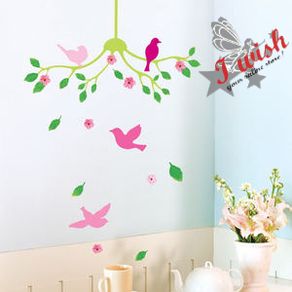 Flowers Vine & Birds Stylish Wall Stickers Home Art