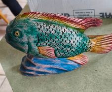 Bernardo Recardo Carved Wood Fish Hand Painted