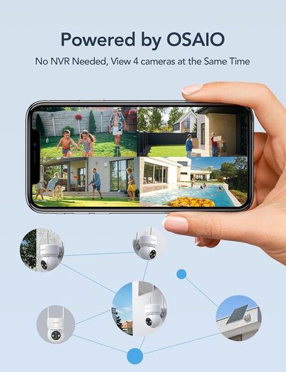 GNCC Solar Security Camera Outdoor Wireless 1080P/2MP CCTV Camera Systems, 360 PTZ Battery Powered Outdoor Camera, PIR Motion Detection, Colour Night Vision, 2-Way Audio, 2.4 GHz Wi-Fi Only