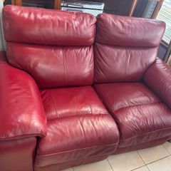 Red Leather 2 seater recliner