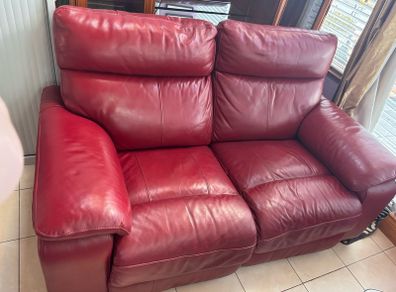 Red Leather 2 seater recliner