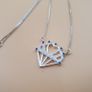 925 Sterling Silver Heart Crown Pendant Necklace with Blue & White CZ Stones Elegant Royal Design Image 8