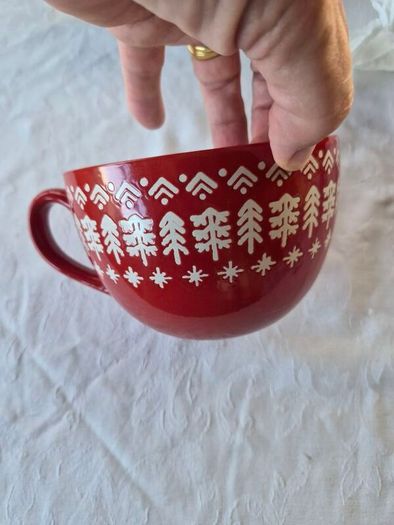 3 Nordic Tree Christmas Mugs / Soup Bowls