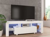 TV Cabinet with LED Lights High Gloss White 130x35x45 cm