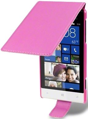 New Htc Windows Phone 8s Premium Pu Leather Flip Case Cover Black / Hot Pink / Red
