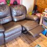 Two Seater Reclining Brown Leather Couch Recliner Sofa Image 3