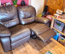 Two Seater Reclining Brown Leather Couch Recliner Sofa