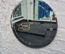 Vintage Art Deco circular etched design 1930s Mirror