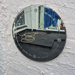 Vintage Art Deco circular etched design 1930s Mirror