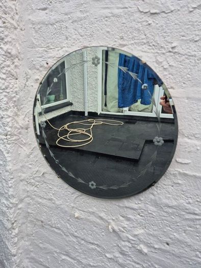 Vintage Art Deco circular etched design 1930s Mirror
