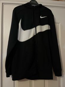 Black and White Nike zip up swoosh dri-fit Jumper size small
