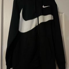 Black and White Nike zip up swoosh dri-fit Jumper size small