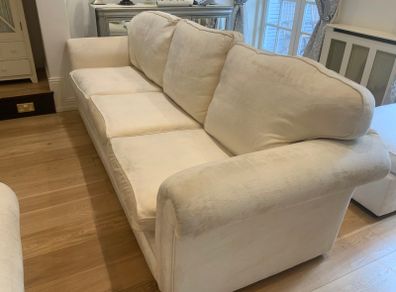 9 foot cream velvet sofa