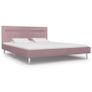 Bed Frame with LED Pink Fabric 150x200 cm Image 2