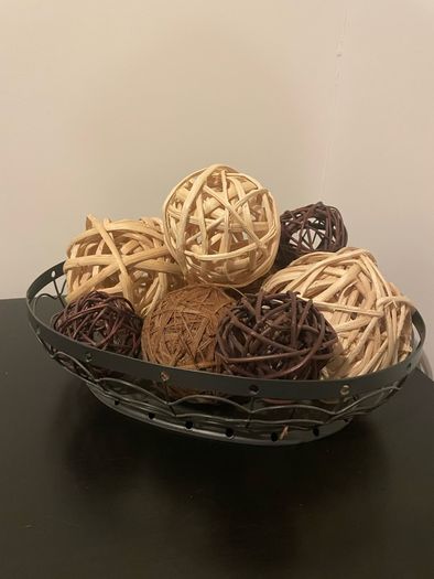 IKEA bundle 3 x decorative natural wicker rattan balls sticks and decor 8 rattan balls in IKEA basket