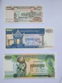 Cambodia 100-1000 Riels 1963-99 3notes Unc