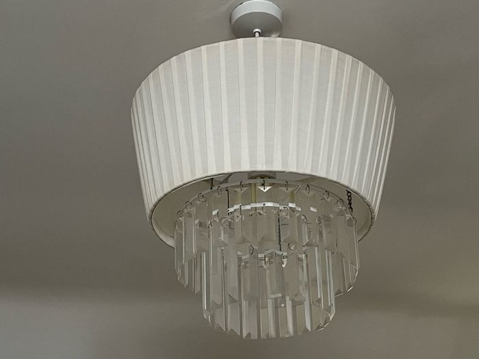 Crystal drop fabric lampshade