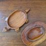 Vintage Solid Wood Hand Carved Turtle Tortoise Jewelry Trinket Dish Box Image 4