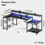 181CM L-Shaped Gaming Desk with RGB LED Lights, Power Outlets, USB Ports, Carbon Fibre Surface, Monitor Stand, Storage Shelf, Cup Holder & Headset Hook Image 2