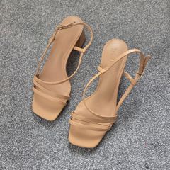 Never Worn. Primark Sand/Biscuit/Tan/Beige Block Heel Strappy Sandals. Size 4 Wide Fit.
