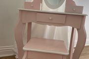 Kids vanity table with a stool