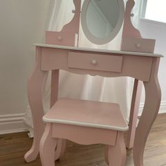Kids vanity table with a stool