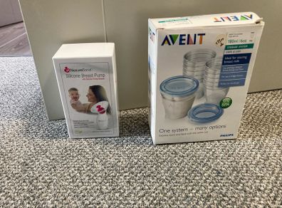 Silicone breast pump and breast milk storage containers