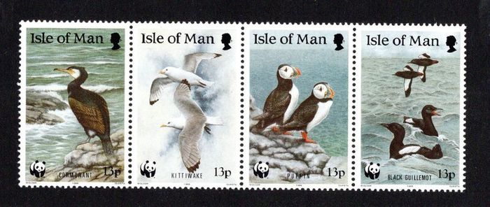 1989 Isle of Man World Wide Fund for Nature, Sea Birds Commemorative Stamps Mint Never Hinged (MNH)
