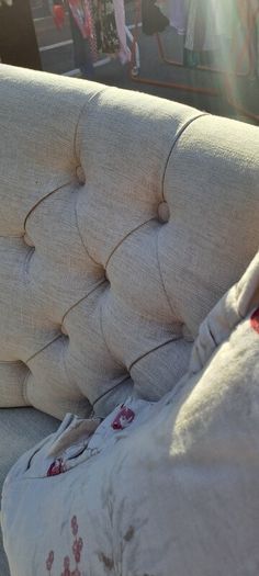 2 French Linen Dining chairs