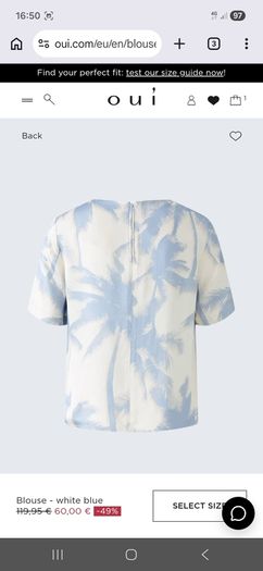 Oui Top White Blue - Fits UK 8 to 10 - New Without Tags RRP 120