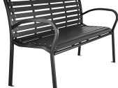 3-Seat Garden Bench, Heavy Duty Bench, Maximum Load 200 kg, 126 x 62 x 81.5 cm, Black