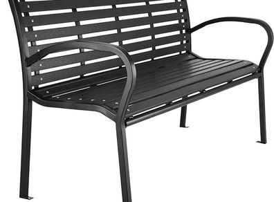 3-Seat Garden Bench, Heavy Duty Bench, Maximum Load 200 kg, 126 x 62 x 81.5 cm, Black